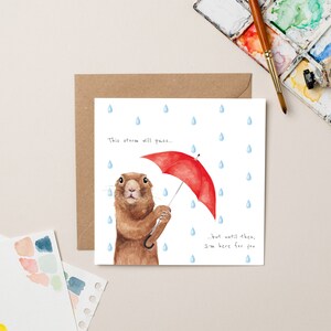 Tarjeta de Lil Guy con paraguas