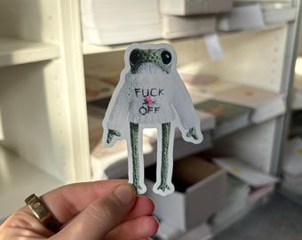 F*ck Off Frog Sticker | Heknitt | Knitted Frog | Rude