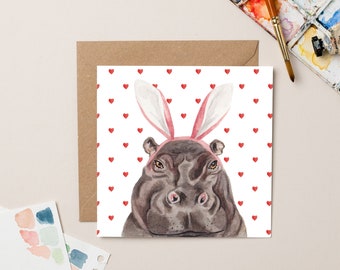 Hippo in Bunny Ears card