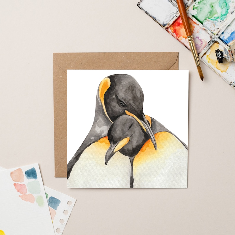 Carte oiseaux d'amour pingouin image 1