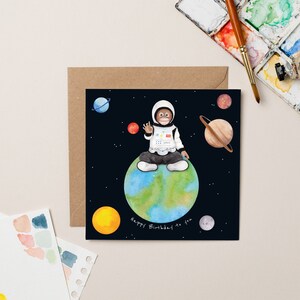 Verjaardagskaart Oliver in Space