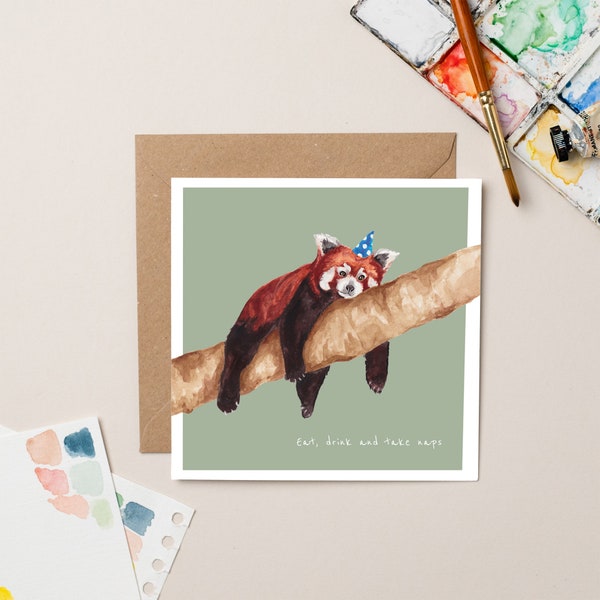 Napping Red Panda Birthday card