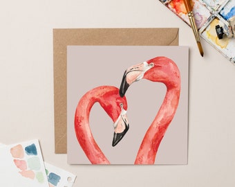 Flamingo Love Birds card