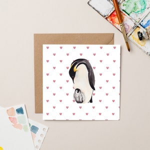 Baby and Parent Penguin card (Mother's Day)