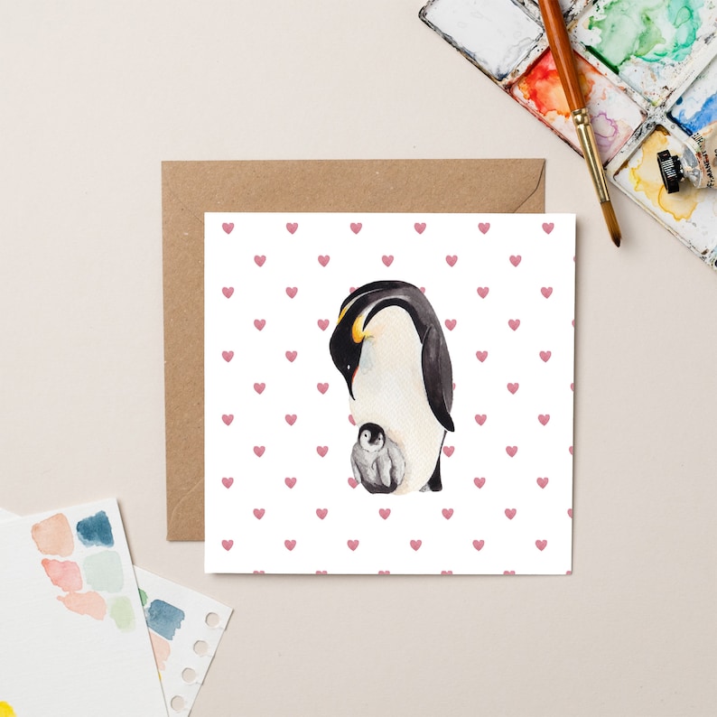 Baby and Parent Penguin card Mother's Day image 1