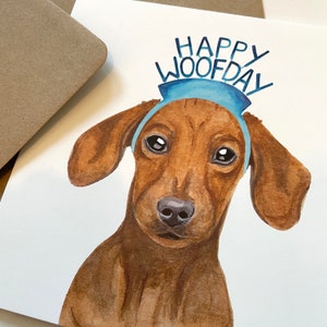 Carte d'anniversaire joyeux teckel de Woofday