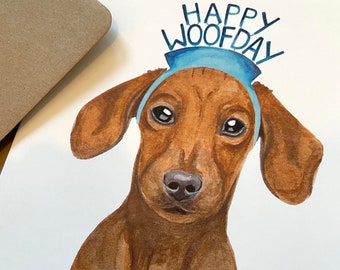 Happy Woofday Dachshund Birthday card