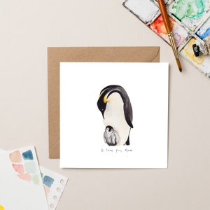 Carte pingouin fête des mères