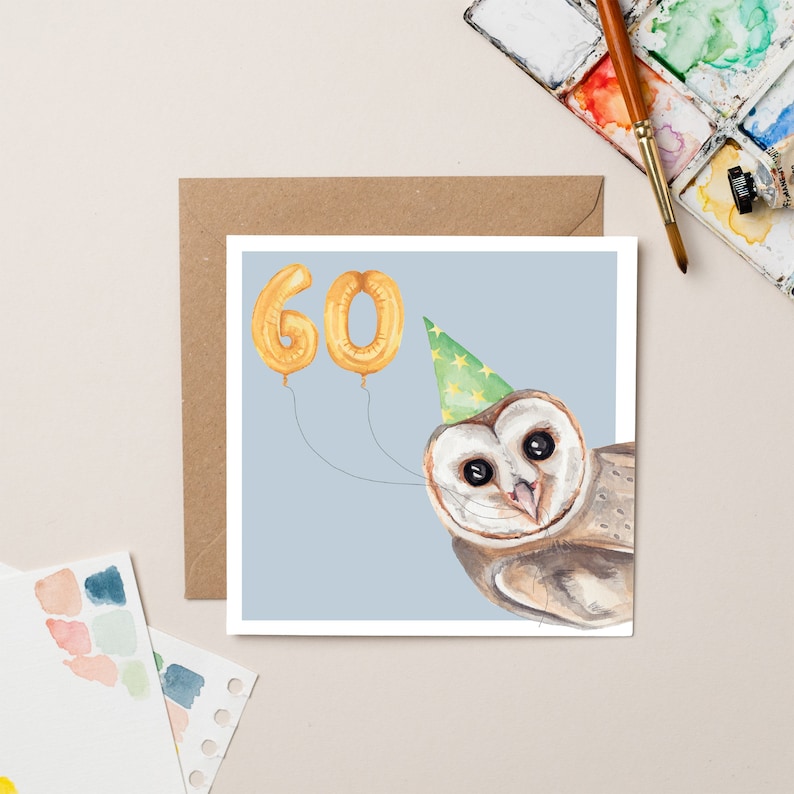 Owl 60th Birthday card image 1