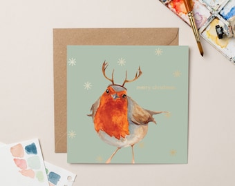 Gold Foiled Robin Christmas card