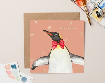 Gold Foiled Penguin Christmas card