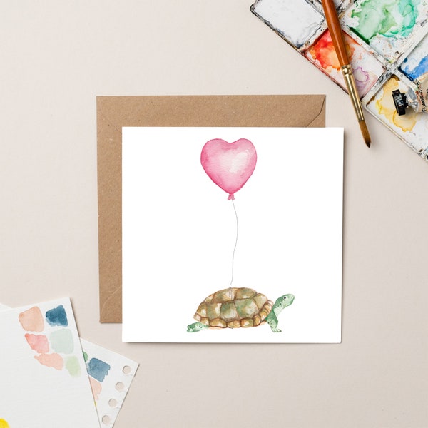 Schildkröte mit Herz-Ballonkarte