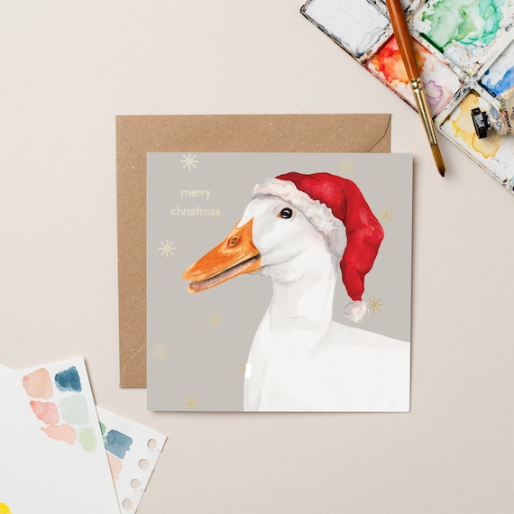 Gold Foiled Goose Christmas card