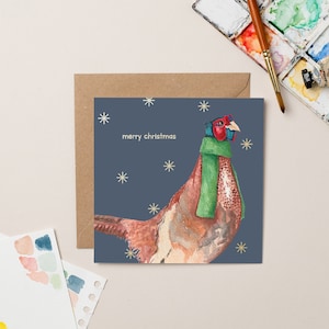 Carte de Noël faisan doré