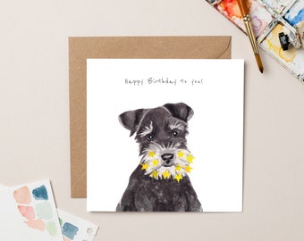 Schnauzer with Star Beard Birthday Card