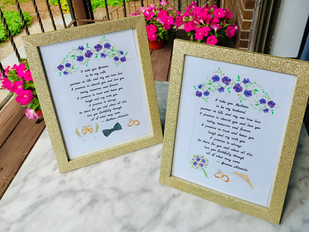 Cute Anniversary Gift Special Personalized Framed Vows Etsy