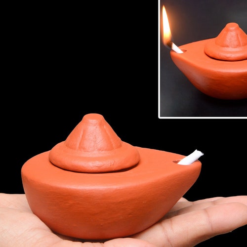 Handmade Clay Oil Lamp With Free 100cotton Wicks 6 Pcs Lamps Etsy