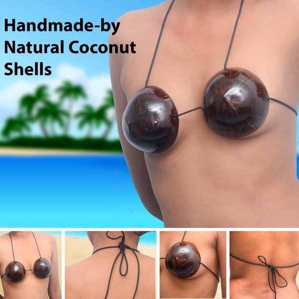 Handmade Natural Coconut Shell Bras Hawaii Beach Bikini Brassieres Lingerie