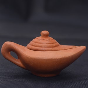 Aladdin Clay Oil Lamp Diyas Pot Handmade Separate Lid Self Handle Home Yoga Meditation Lighting Free 20 wicks Slab Clay Home Room Decors image 8