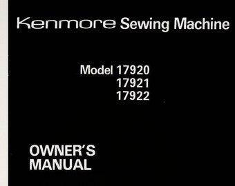 KENMORE  Model  17920 _17921 _17922 _Owner's Manual _Digital Download _PDF format