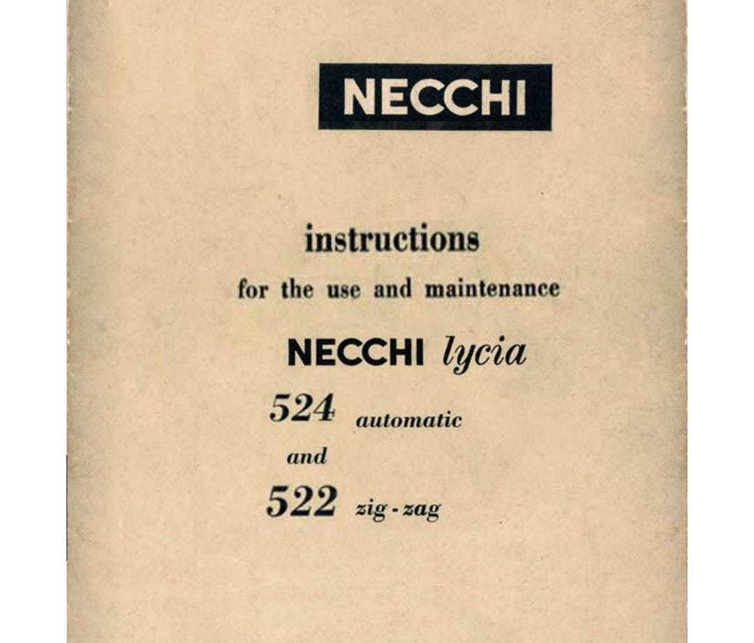 Necchi Lycia 522 _524 _instruction Manual _digital Download _PDF