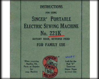 Singer  221k _Instruction Manual _Digital Download _PDF format