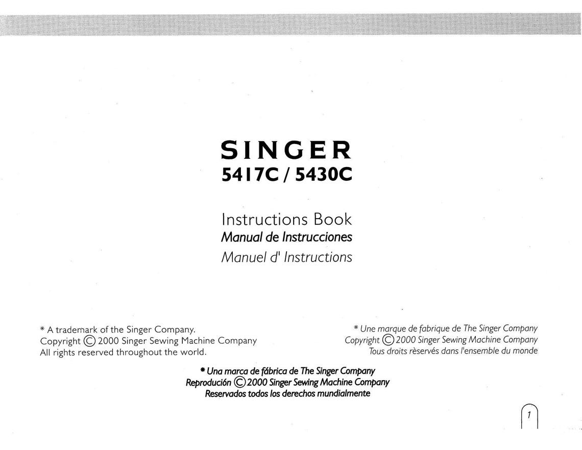 Singer 5417c _5430c _instruction Manual _digital Download _PDF Format ...