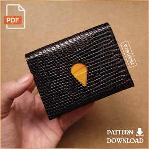 Modelo PDF de carteira porta-cartões de couro V4 - Padrão de couro - Padrão PDF - Impressão em tamanho A4