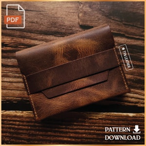 Modelo PDF de carteira com aba de couro V2 - Padrão de couro - Padrão PDF - Impressão em tamanho A4