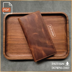 Padrão de carteira longa de couro V1.2 - Padrão de couro - Padrão PDF - Impressão tamanho A4