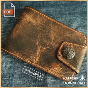 Modelo PDF de carteira porta-cartões de couro V2 - Padrão de couro - Padrão PDF - Impressão tamanho A4