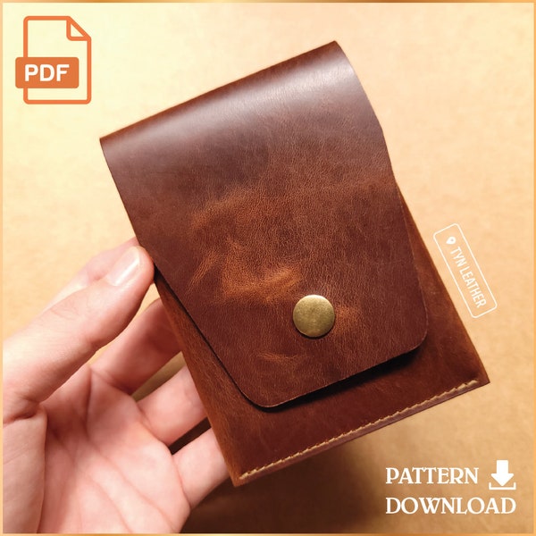 Leather card holder wallet PDF template V1 - Leather pattern - PDF Pattern - A4 Sized Printout