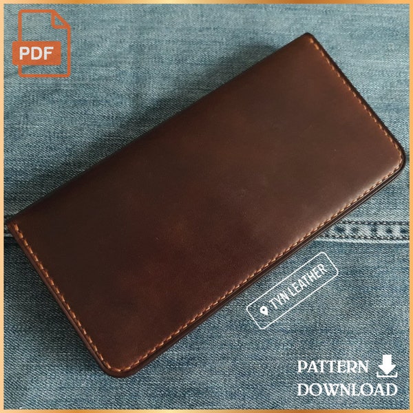Leather long wallet pattern V1 - Leather pattern - PDF Pattern - A4 Sized Printout