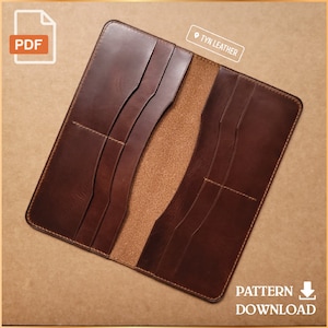 Patrón billetera larga de cuero V5 - Patrón de cuero - Patrón PDF - Impresión tamaño A4