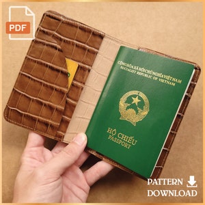 Padrão de carteira de passaporte de couro V1 - Padrão de couro - Padrão PDF - Impressão em tamanho A4
