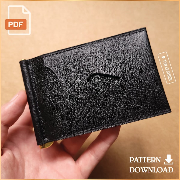 Leather money clip wallet PDF template V3 - Leather pattern - PDF Pattern - A4 Sized Printout