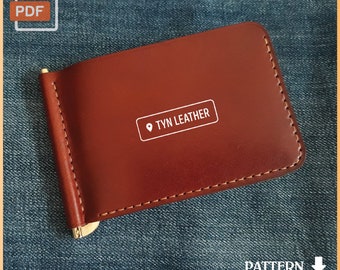 Plantilla PDF de billetera de cuero con clip para billetes - Impresión A4 (11,5 x 7,5 cm)