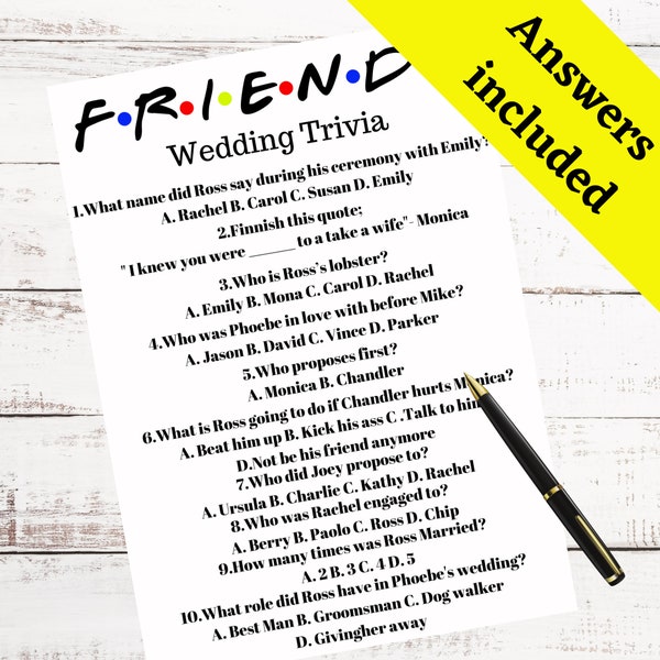 Wedding Trivia Etsy