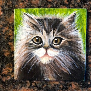 Cutie Kitten hand geschilderd koelkast magneet acryl schilderij