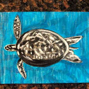 Zee schildpad acryl hand geschilderde post kaart