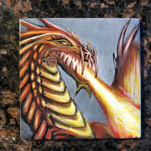 Vuur draak hand geschilderd koelkast magneet acryl schilderij