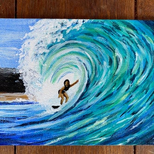 Surfen in Hawaii acryl hand geschilderde postkaart