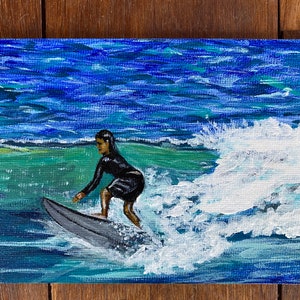 Surfen in Hawaii acryl hand geschilderde postkaart