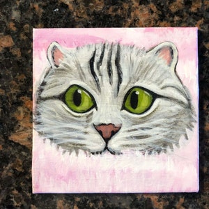 Gluren kitten hand geschilderd koelkast magneet acryl schilderij