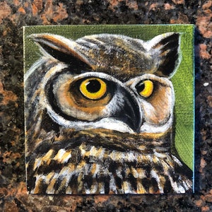 Wijze Uil Hand geschilderde koelkast magneet acryl schilderij