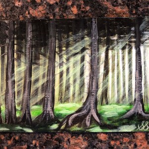 Mystic Forest acryl hand geschilderde postkaart