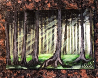 Mystic Forest Acrylic Hand Painted Post Card