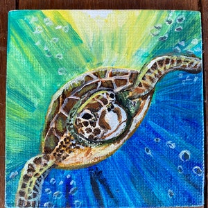 Zee schildpad hand geschilderd koelkast magneet acryl schilderij