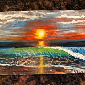 Hawaiiaanse surf acryl hand geschilderde postkaart