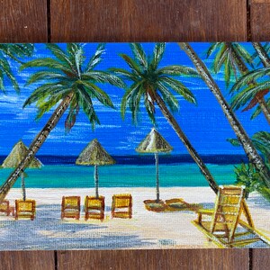 Hawaiiaanse tropische strand ontspannen tijd acryl hand geschilderde postkaart